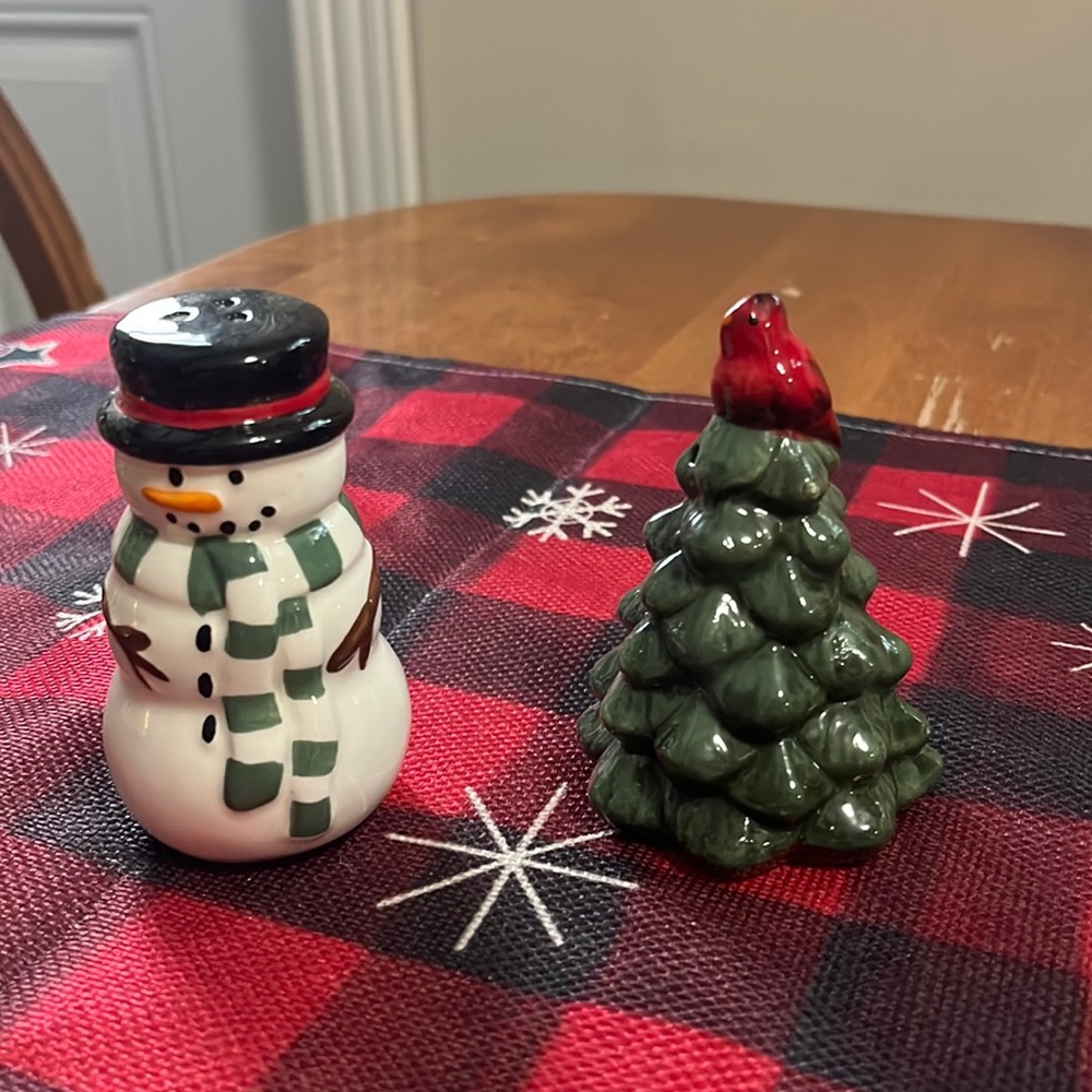 Snowman & Winter Tree Salt & Pepper Shakers